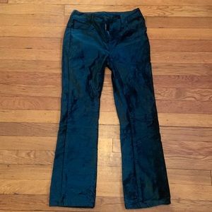 Free People green velour straight leg pants